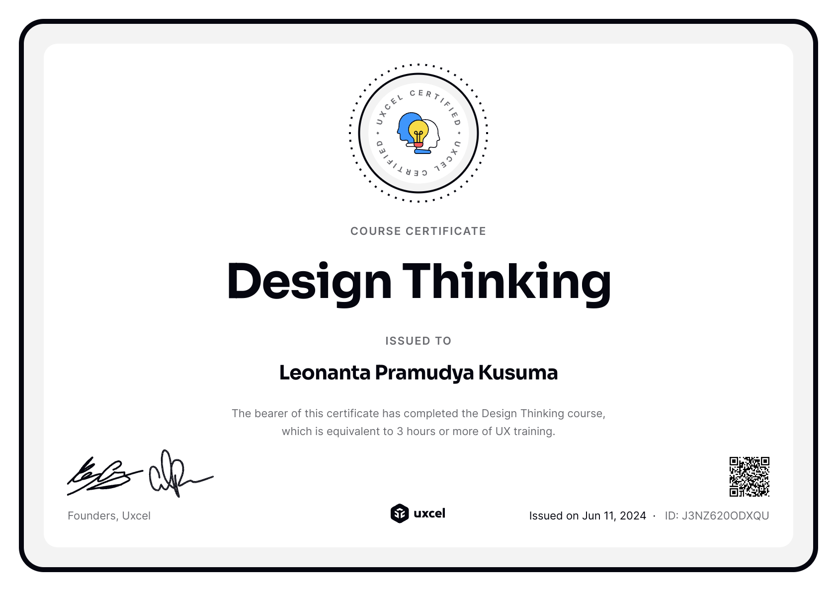 Leonanta Pramudya Kusuma's certificate
